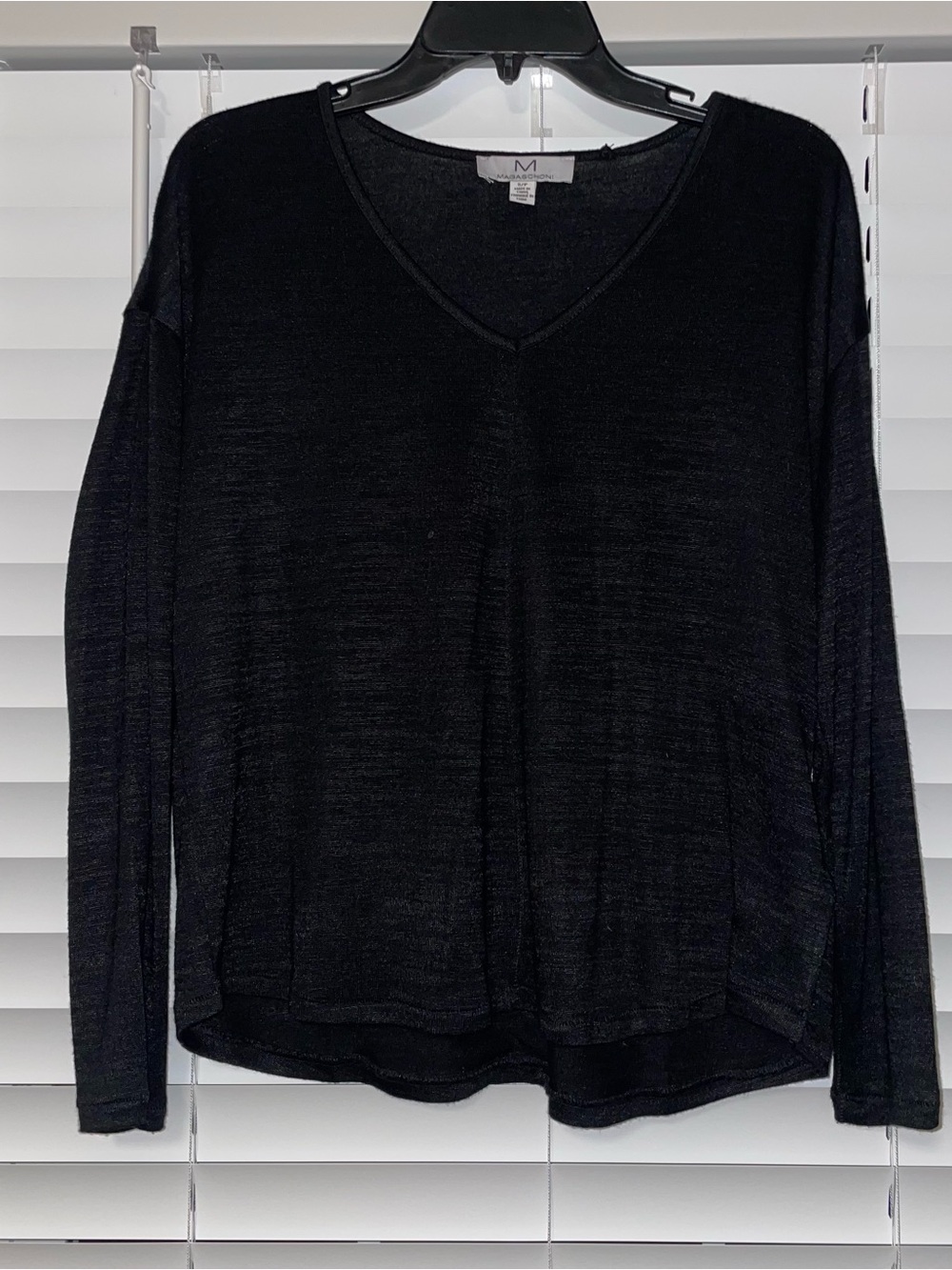Magaschoni Black Lightweight V-Neck Long Sleeve Top